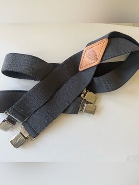 Dickies Gray Stretch Adjustable Suspenders with Silver Tone Hardware